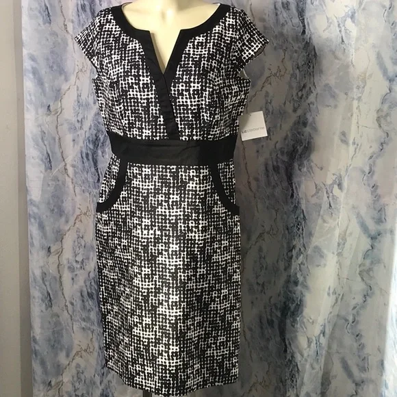 NWT Liz Claiborne sleeveless fitted dress V-neck Cotton Spandex - Picture 9 of 13